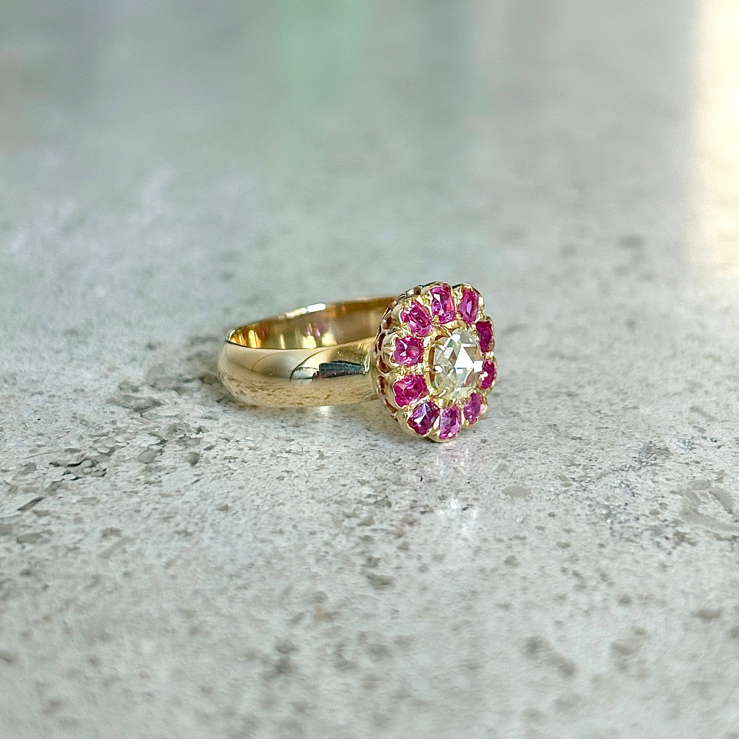 Bague Marguerite Vintage - Or Jaune 750 & Rubis