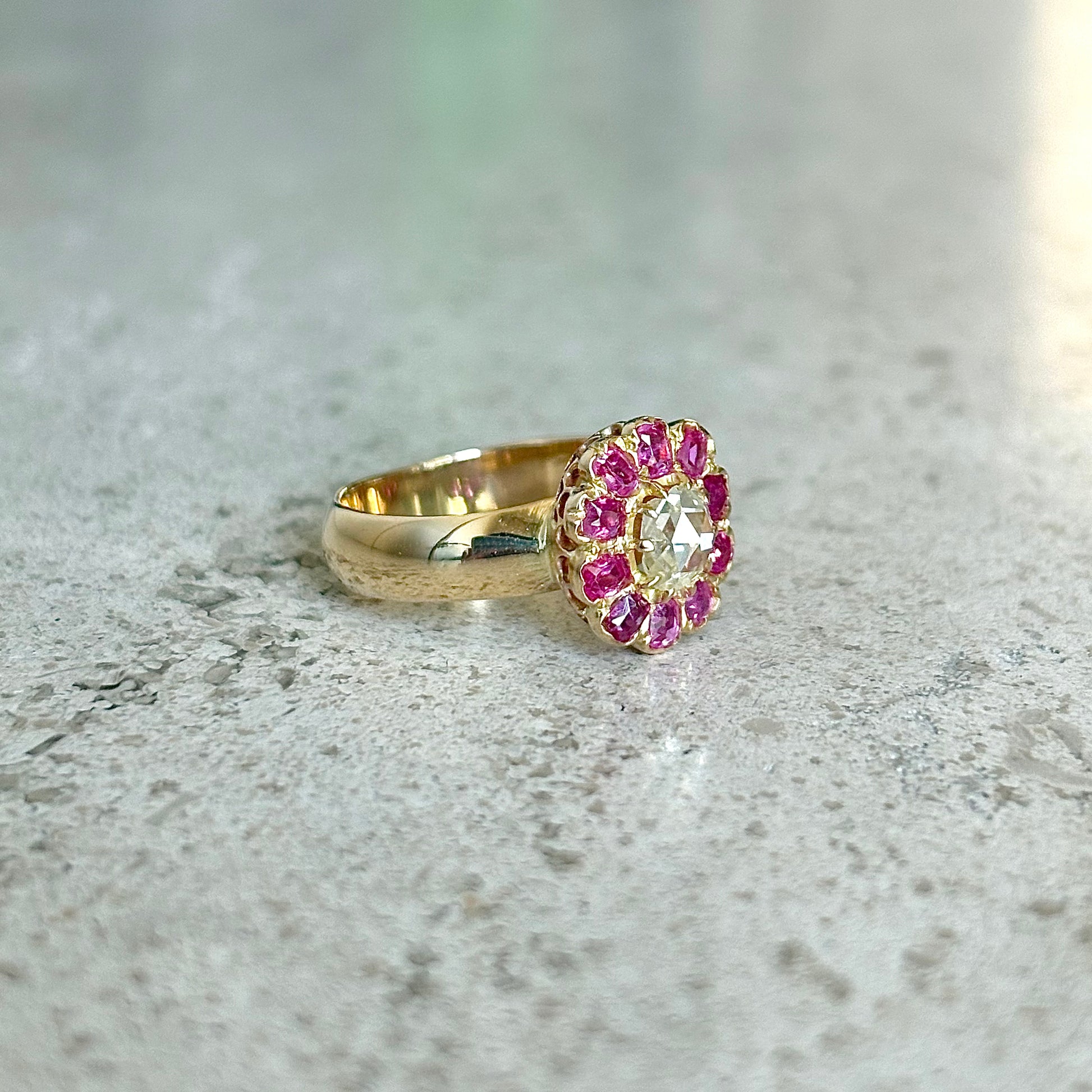 Bague Marguerite Vintage - Or Jaune 750 & Rubis
