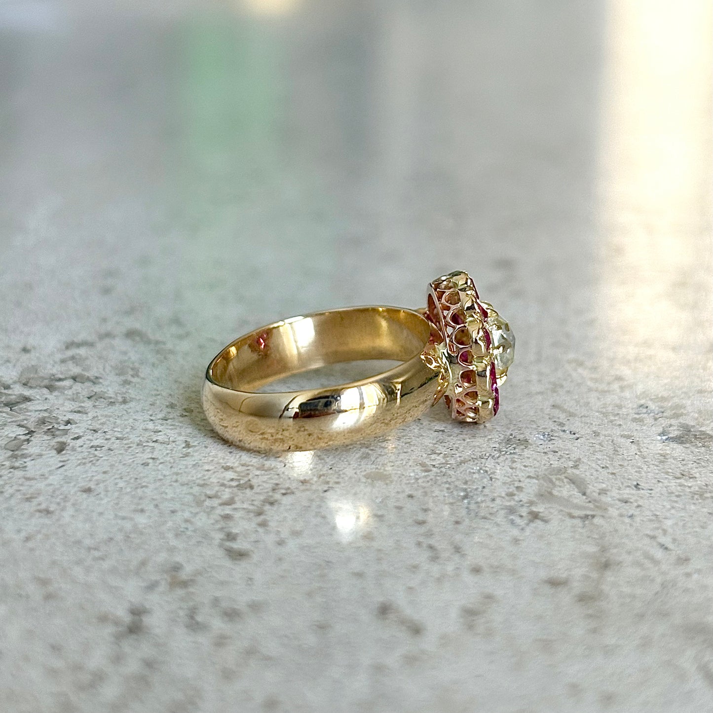 Bague Marguerite Vintage - Or Jaune 750 & Rubis