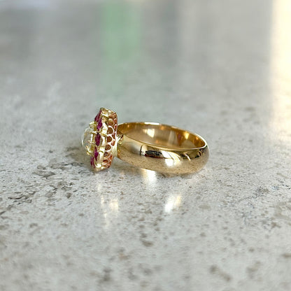 Bague Marguerite Vintage - Or Jaune 750 & Rubis