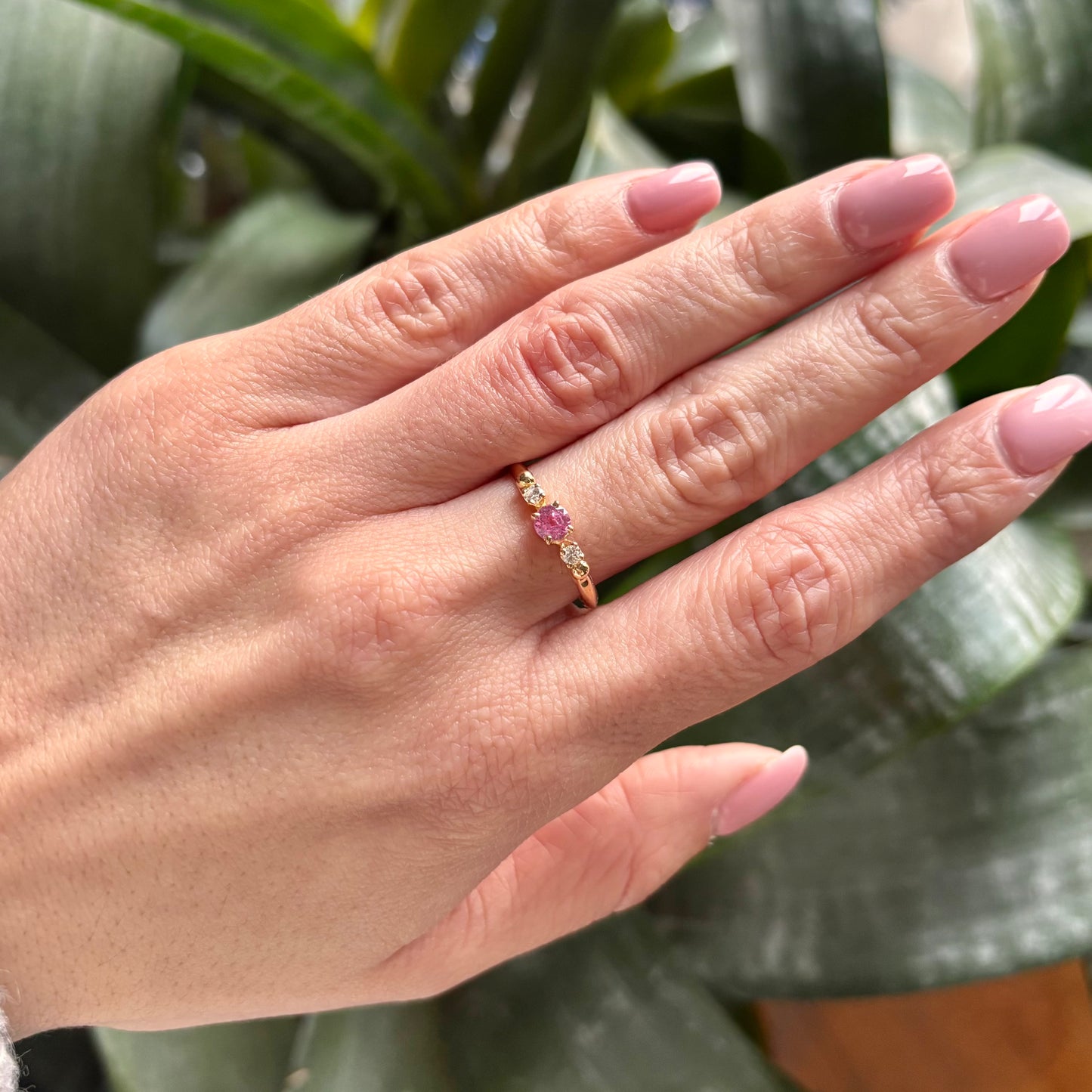 Bague Ponyo - Or Jaune 750 Saphir Rose & Diamants