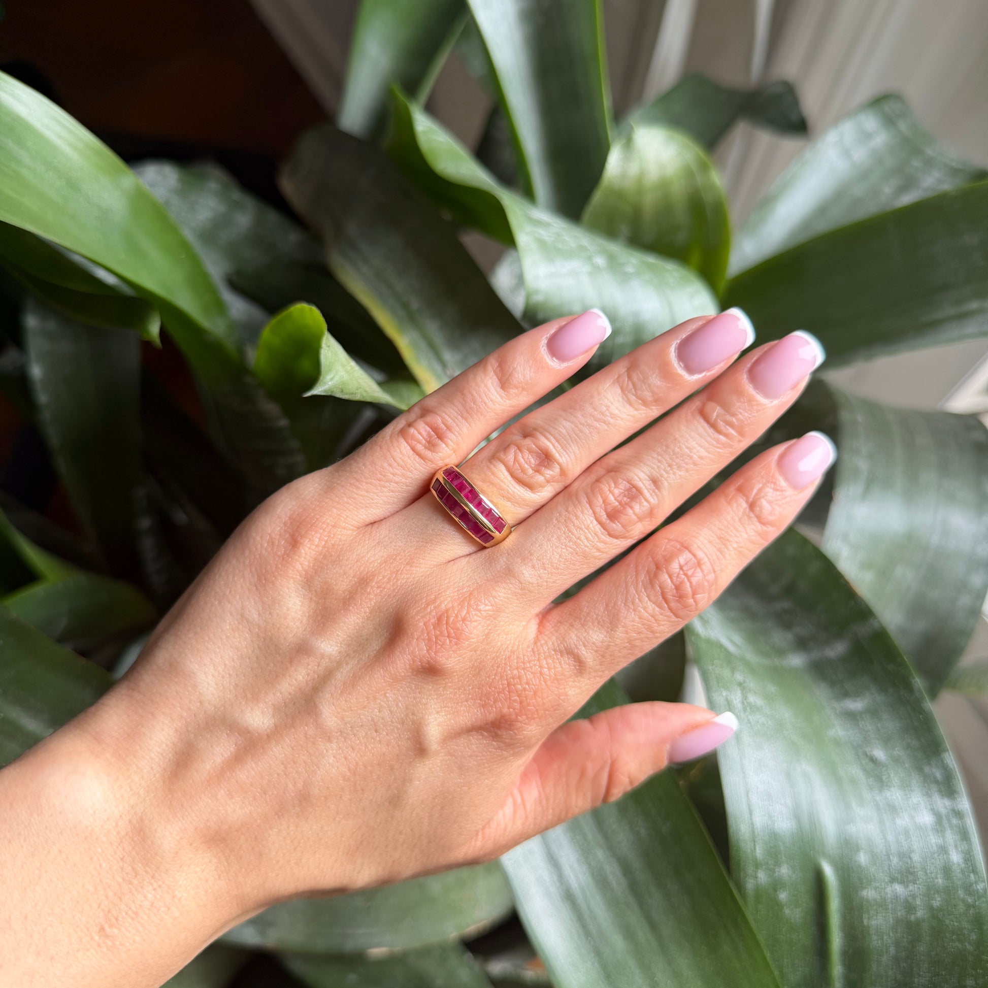 Bague Jonc - Or Jaune 750 & Rubis