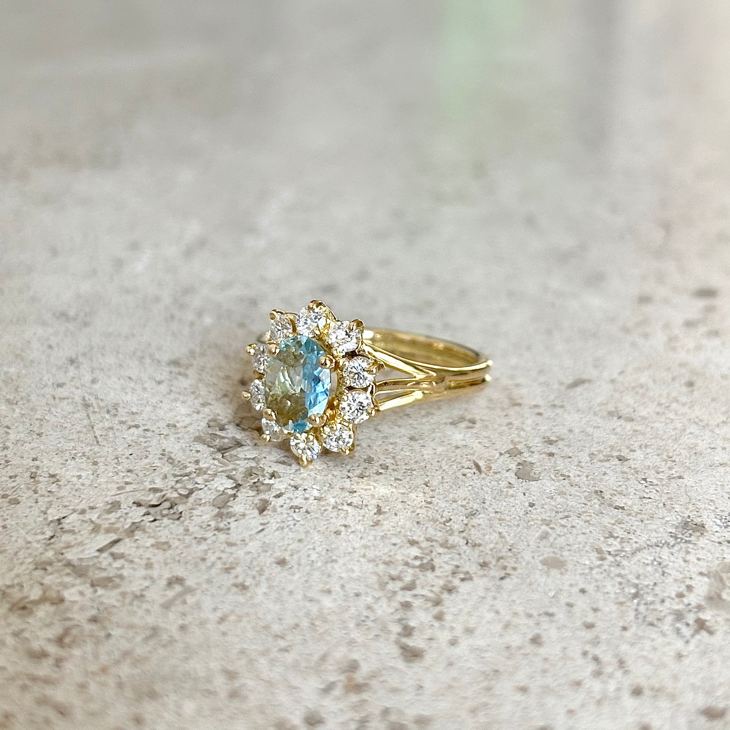Bague Marguerite - Or Jaune 750 Aigue-Marine & Diamants