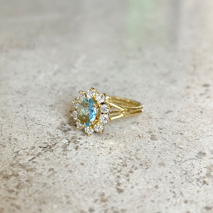 Bague Marguerite - Or Jaune 750 Aigue-Marine & Diamants