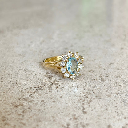 Bague Marguerite - Or Jaune 750 Aigue-Marine & Diamants