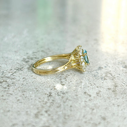 Bague Marguerite - Or Jaune 750 Aigue-Marine & Diamants