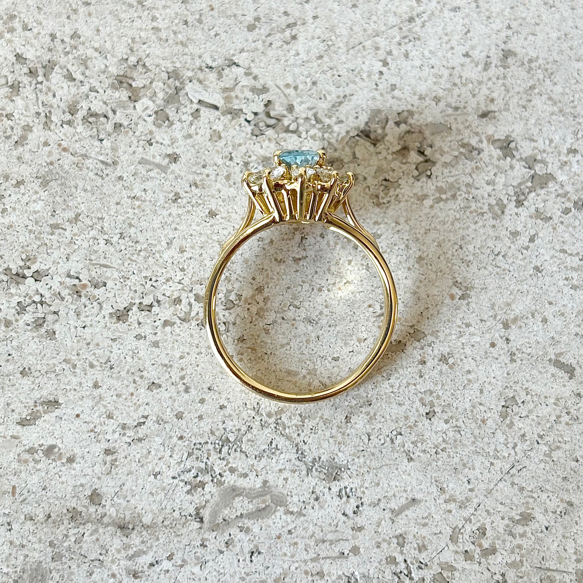 Bague Marguerite - Or Jaune 750 Aigue-Marine & Diamants