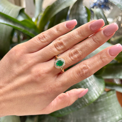 Bague Marguerite - Or Jaune/Blanc 750 Émeraude & Diamants