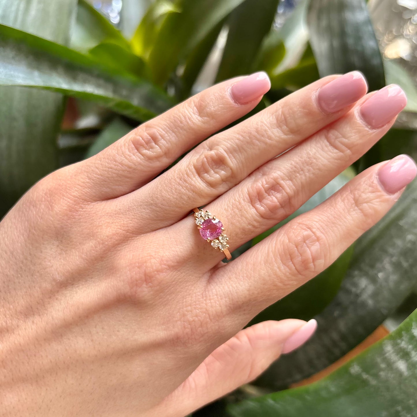 Bague Nausicaä Médium - Or Jaune 750 Saphir Rose & Diamants