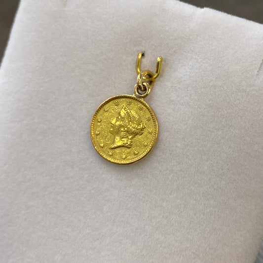 Pendentif Pièce - Or Jaune 750 & Pièce 1 Dollar Liberty