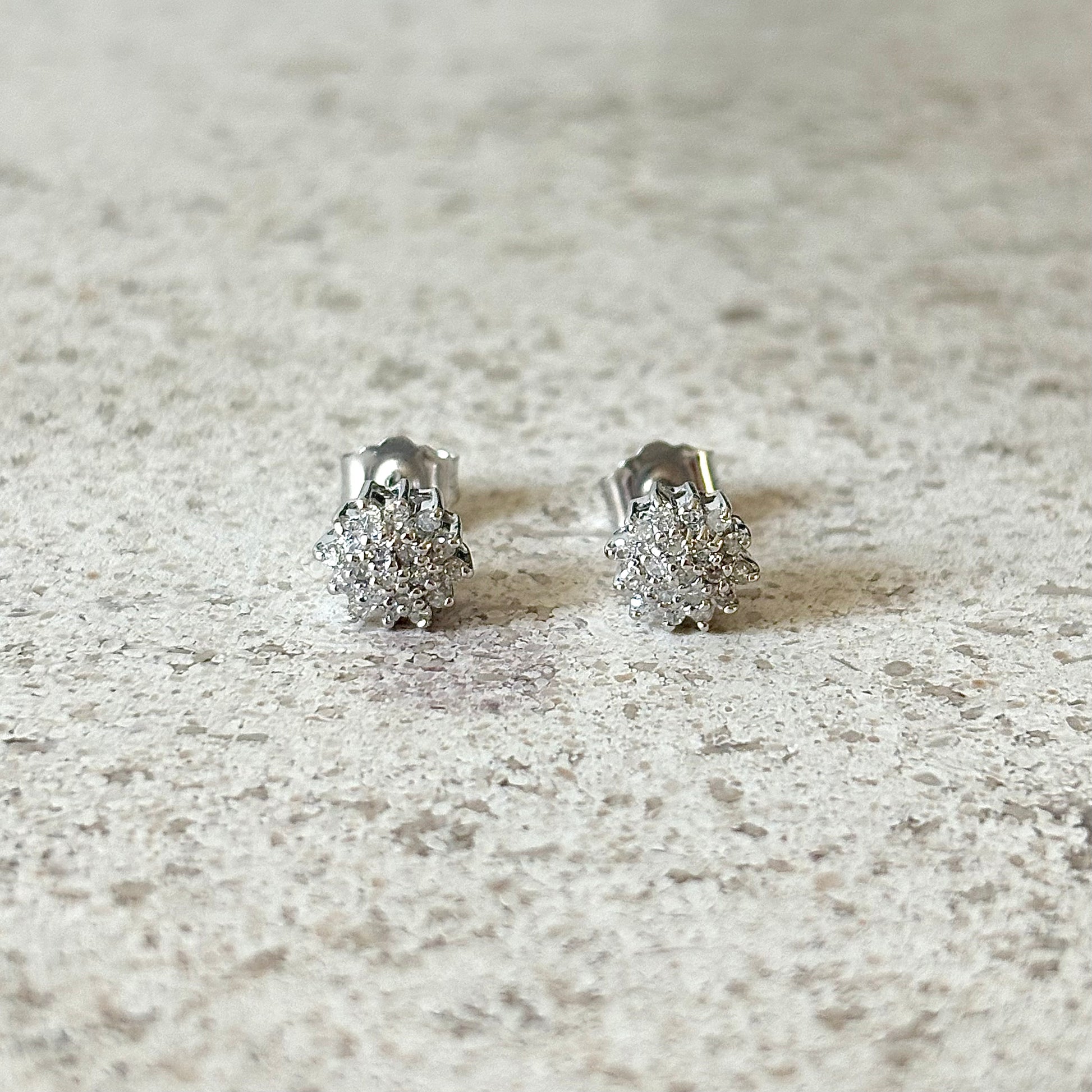 Boucles D'oreilles Marguerite Vintage - Or Blanc 750 & Diamants