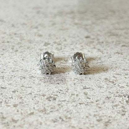 Boucles D'oreilles Marguerite Vintage - Or Blanc 750 & Diamants