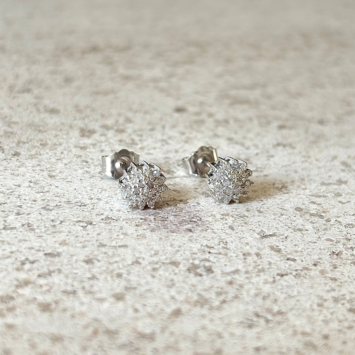 Boucles D'oreilles Marguerite Vintage - Or Blanc 750 & Diamants