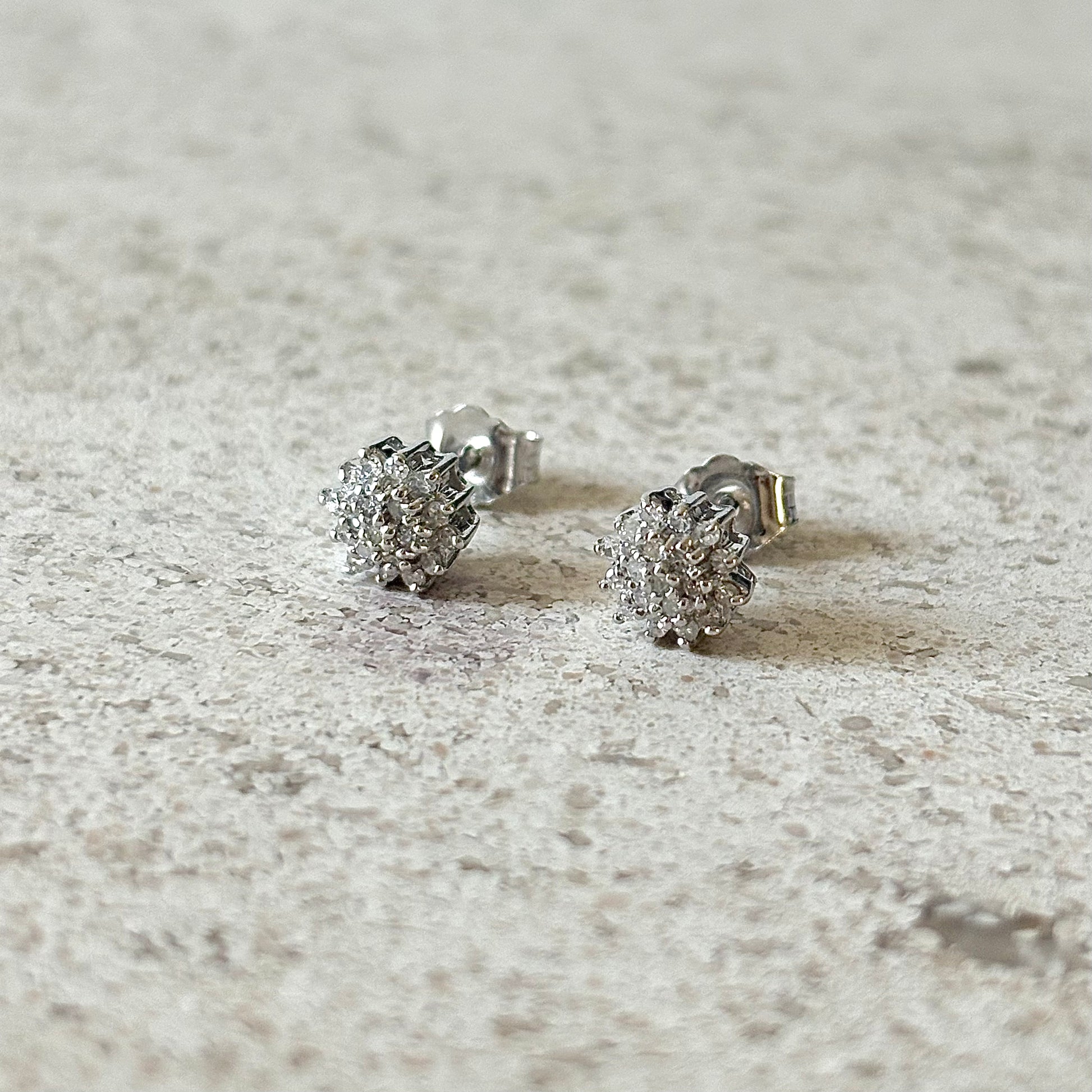 Boucles D'oreilles Marguerite Vintage - Or Blanc 750 & Diamants