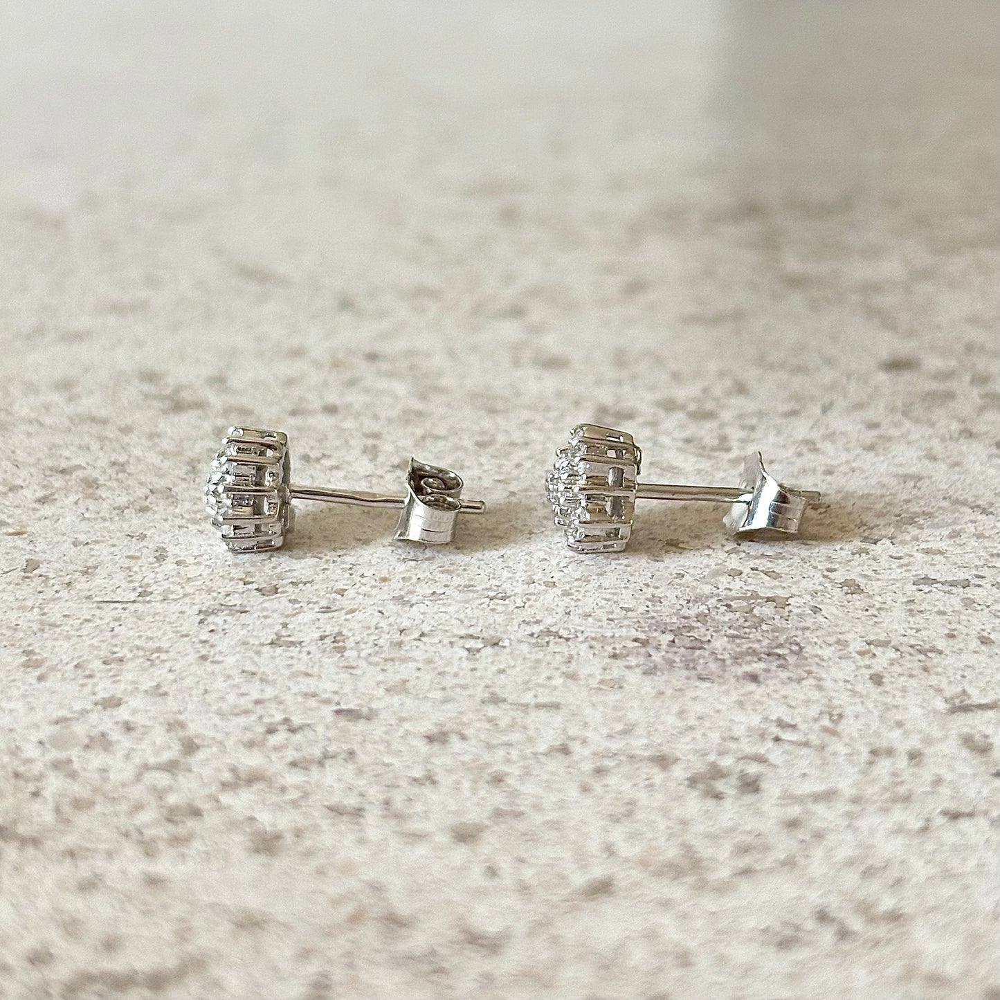 Boucles D'oreilles Marguerite Vintage - Or Blanc 750 & Diamants