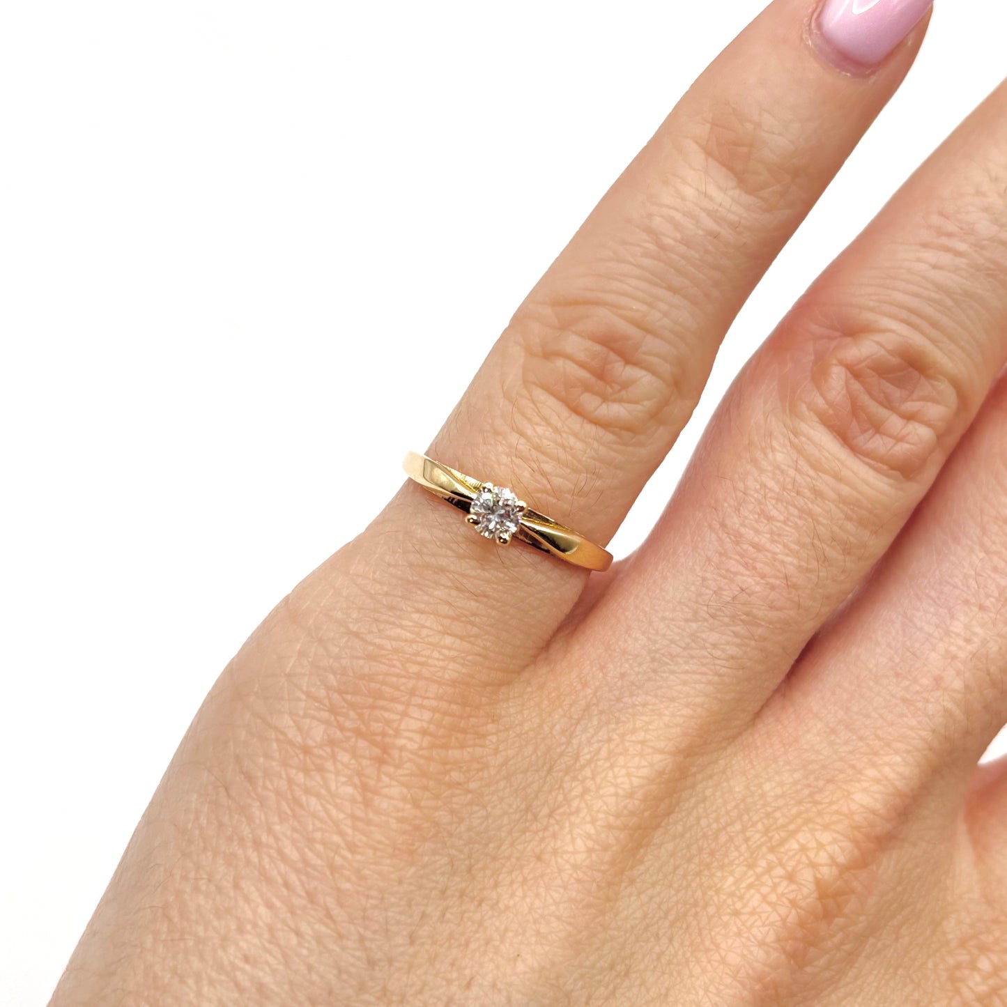 Bague Solitaire - Or Jaune 750 & Diamant