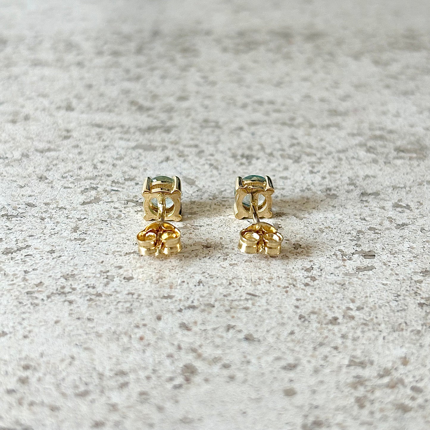 Boucles D'oreilles Puces - Or Jaune 750 & Aigues-Marines