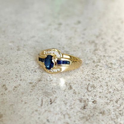 Bague Jonc - Or Jaune 750 Saphirs & Diamants