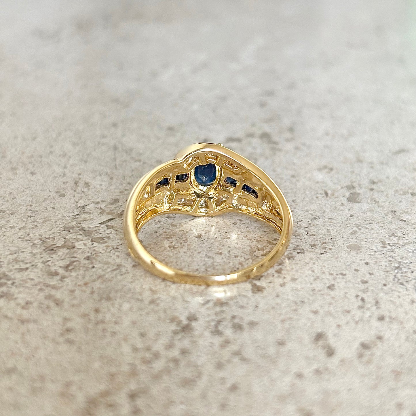 Bague Jonc - Or Jaune 750 Saphirs & Diamants
