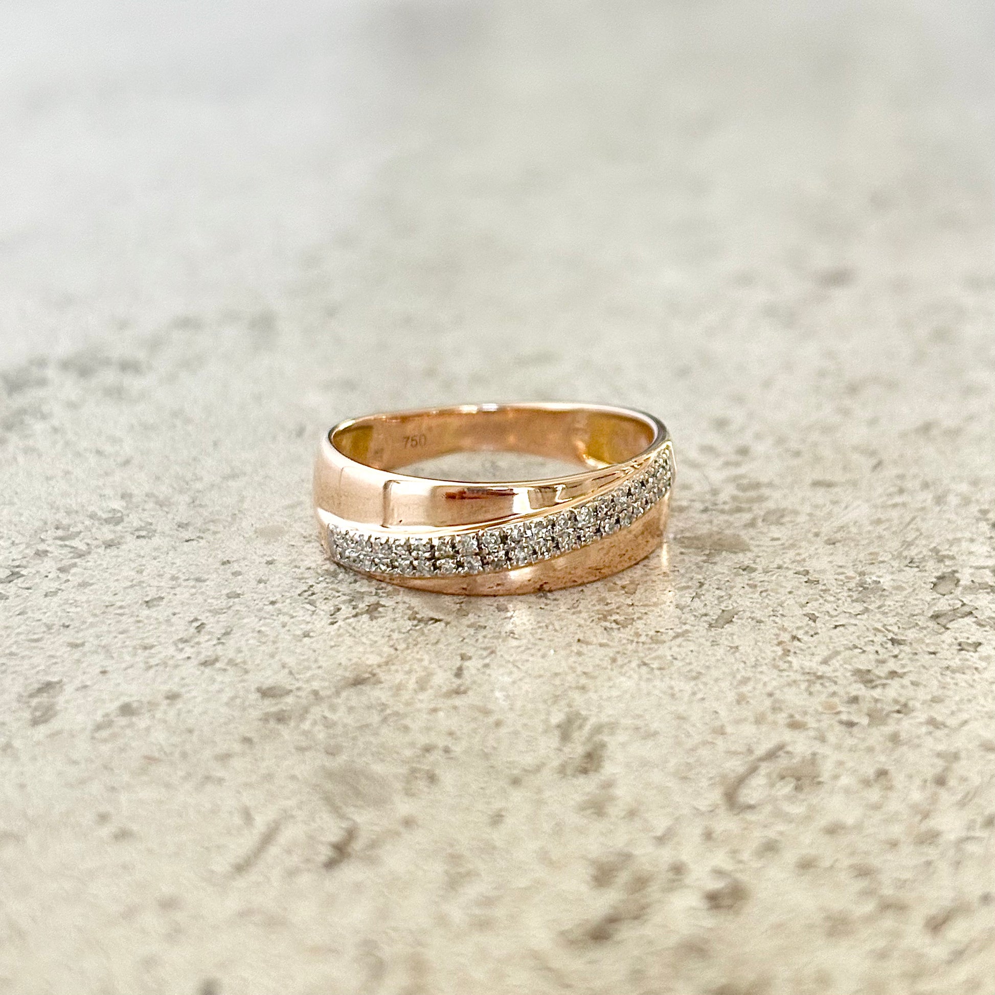 Bague Alliance Jonc - Or Rose 750 & Diamants