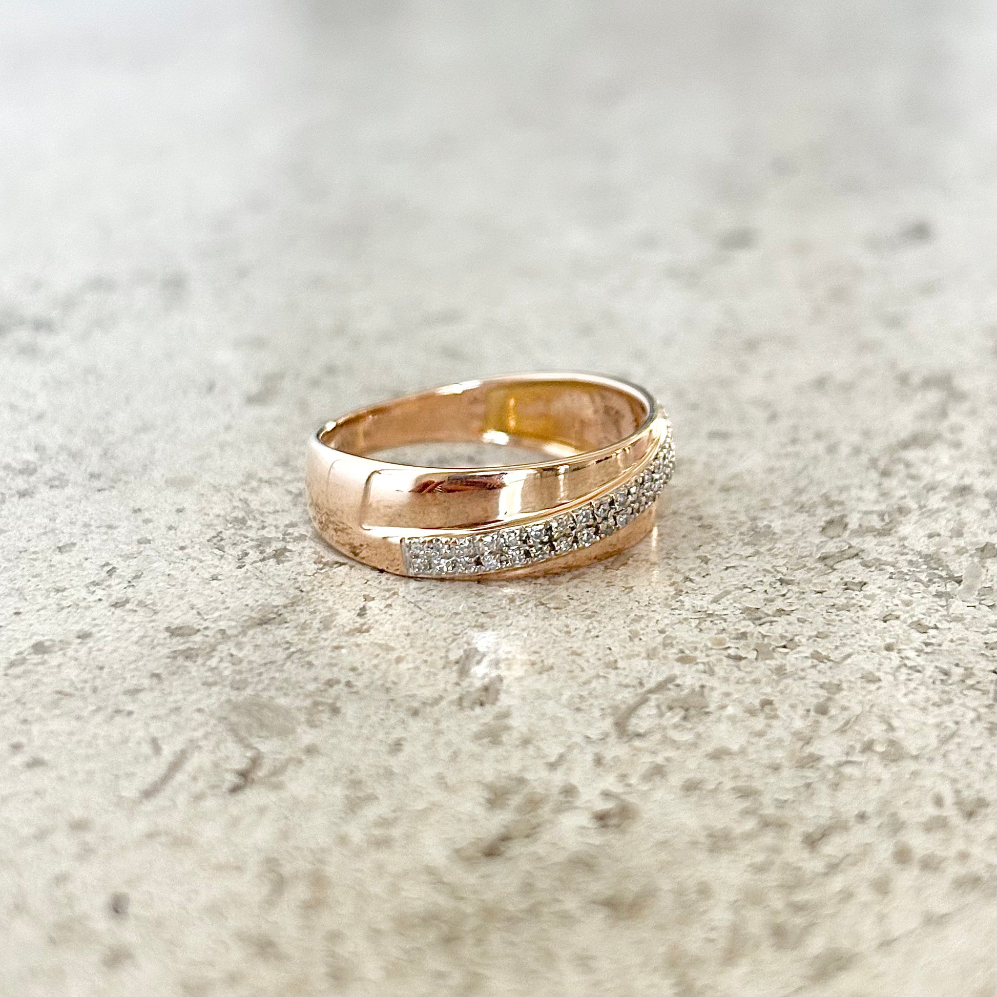 Bague Alliance Jonc - Or Rose 750 & Diamants
