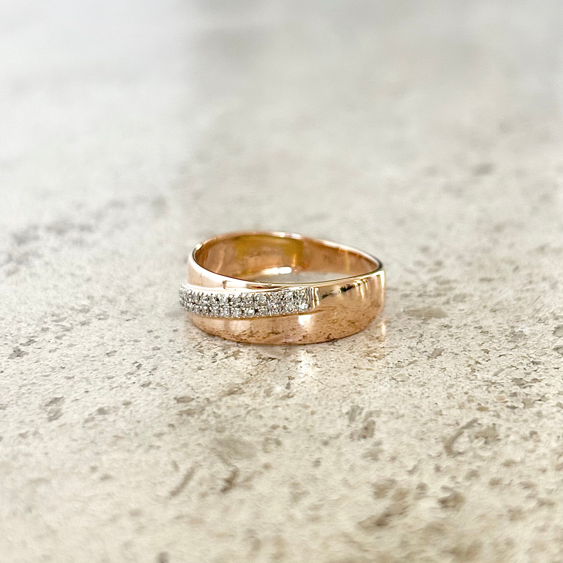 Bague Alliance Jonc - Or Rose 750 & Diamants