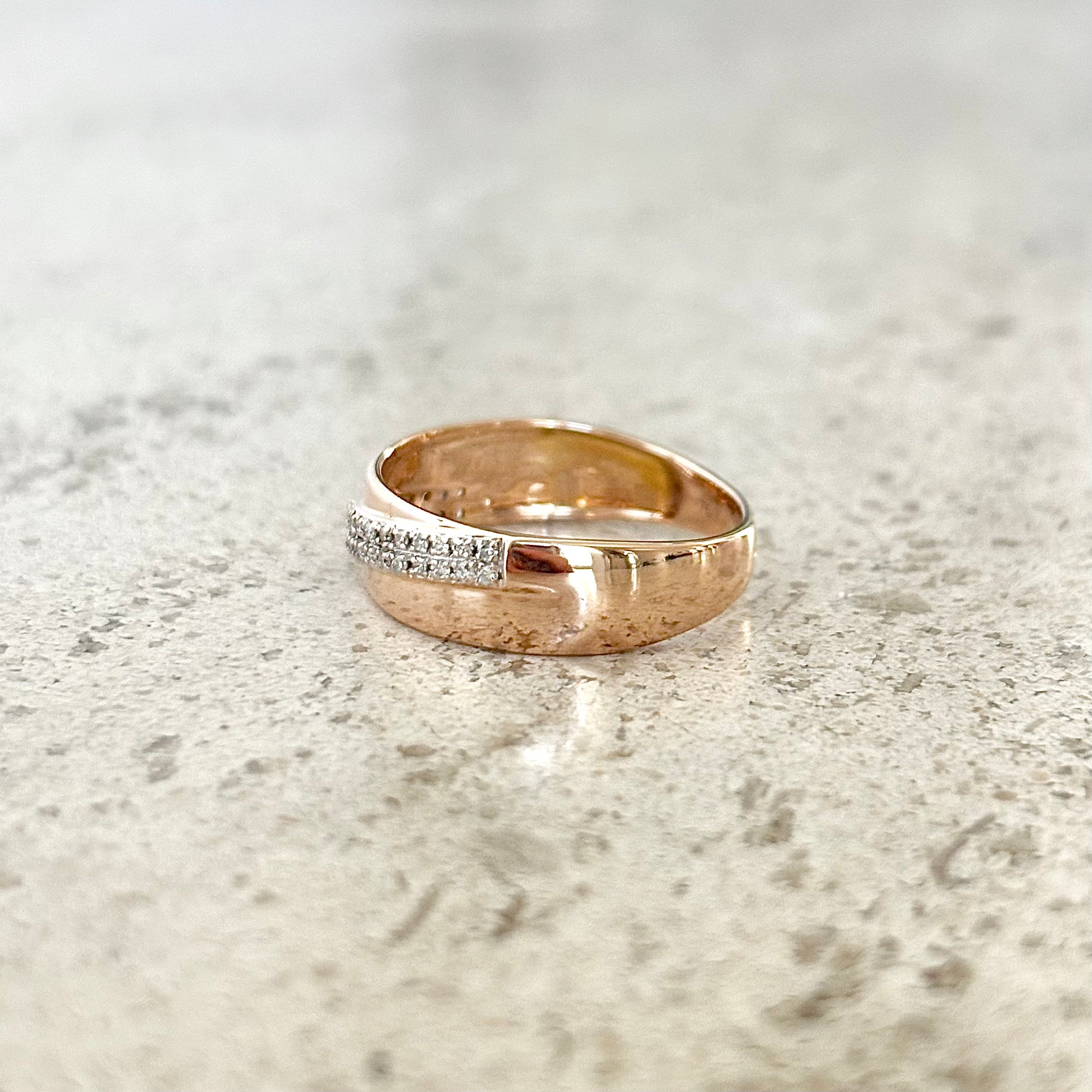 Bague Alliance Jonc - Or Rose 750 & Diamants