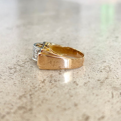 Bague Tank Art Déco - Or Jaune 750 & Diamants