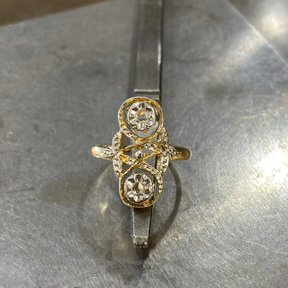 Bague Art Nouveau - Or Jaune 750 & Diamants