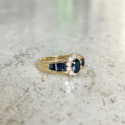 Bague Jonc Marguerite - Or Jaune 750 Saphir & Diamants