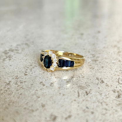 Bague Jonc Marguerite - Or Jaune 750 Saphir & Diamants