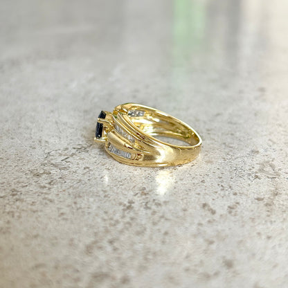 Bague Jonc - Or Jaune 750 Saphir & Diamants