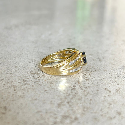 Bague Jonc - Or Jaune 750 Saphir & Diamants