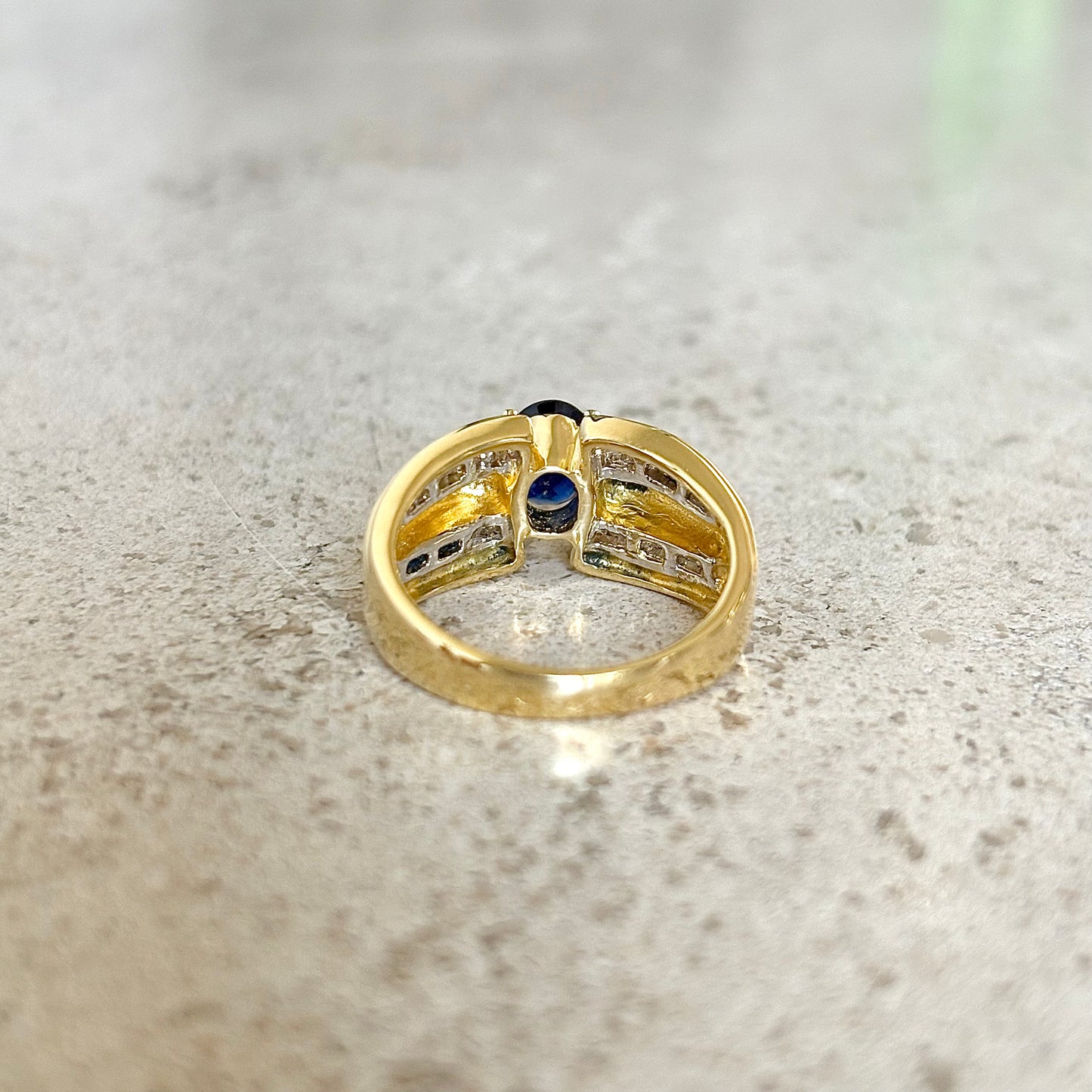 Bague Jonc - Or Jaune 750 Saphir & Diamants