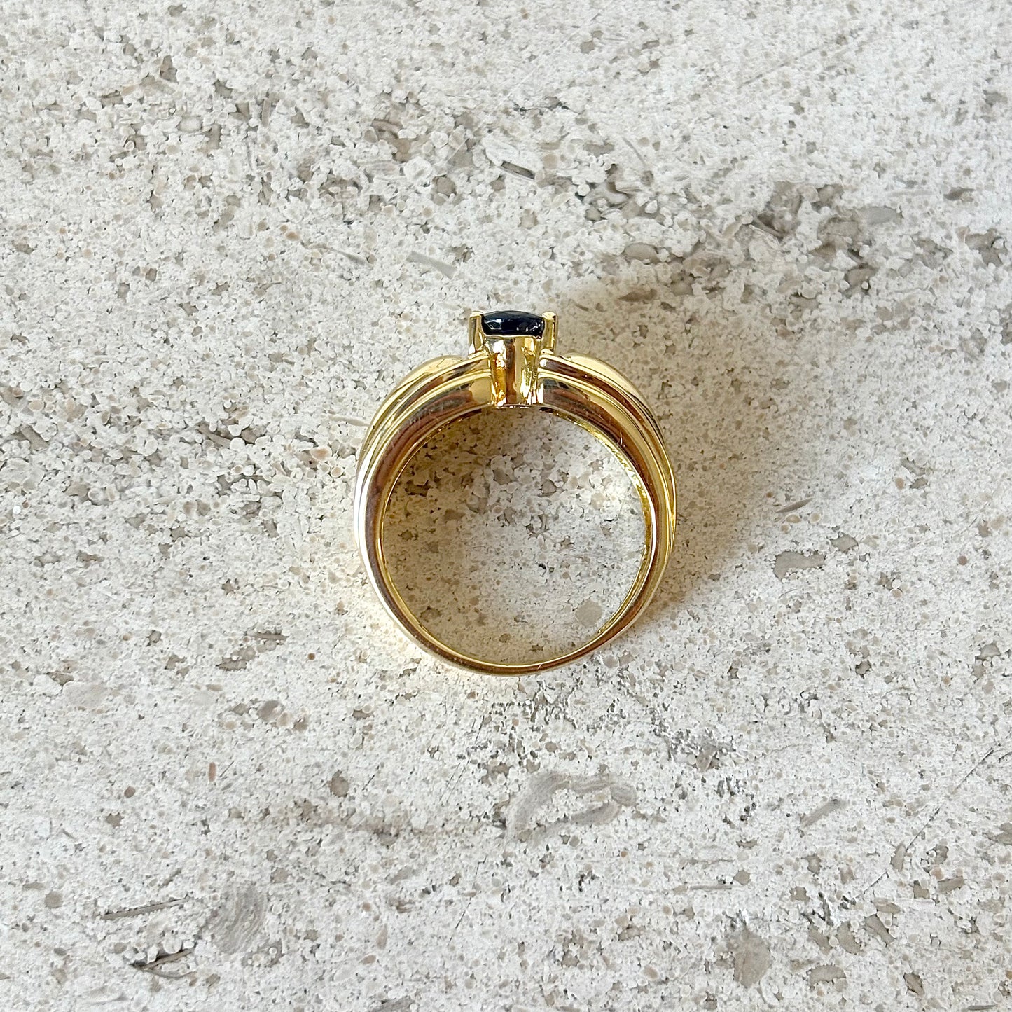 Bague Jonc - Or Jaune 750 Saphir & Diamants