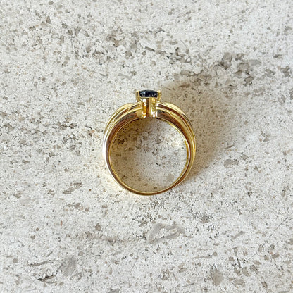 Bague Jonc - Or Jaune 750 Saphir & Diamants