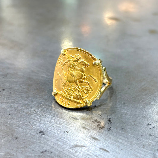 Bague Pièce - Or Jaune 750 & Pièce Or Souverain
