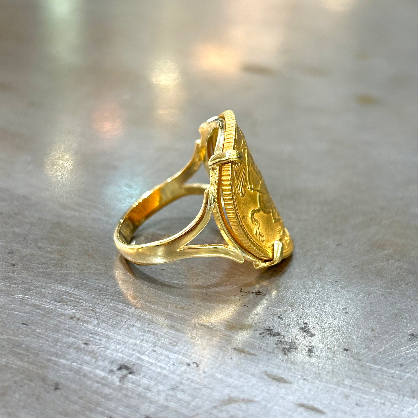 Bague Pièce - Or Jaune 750 & Pièce Or Souverain