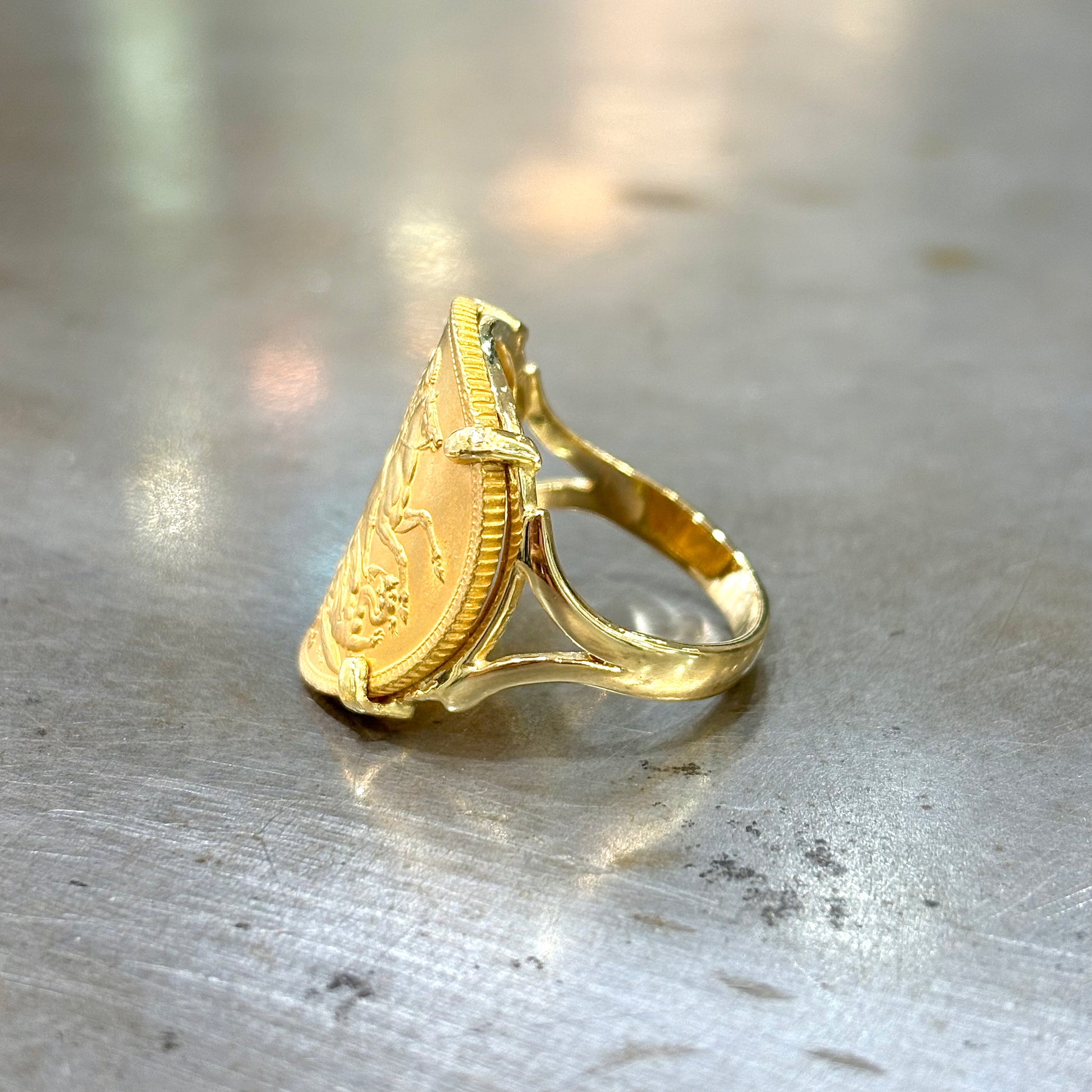 Bague Pièce - Or Jaune 750 & Pièce Or Souverain