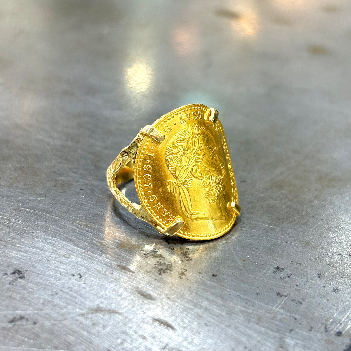 Bague Pièce - Or Jaune 750 & Pièce Or 1 Ducat