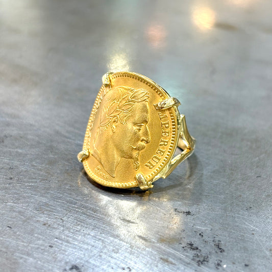 Bague Pièce - Or Jaune 750 & Pièce Or 20 Francs Napoléon