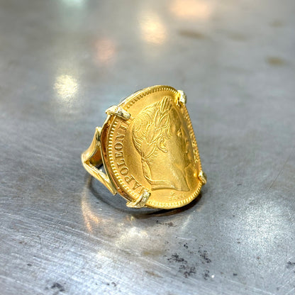 Bague Pièce - Or Jaune 750 & Pièce Or 20 Francs Napoléon