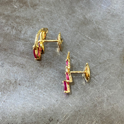 Boucles D'oreilles - Or Jaune 750 & Rubis