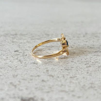 Bague Vintage - Or Jaune 750 Émeraudes & Diamant