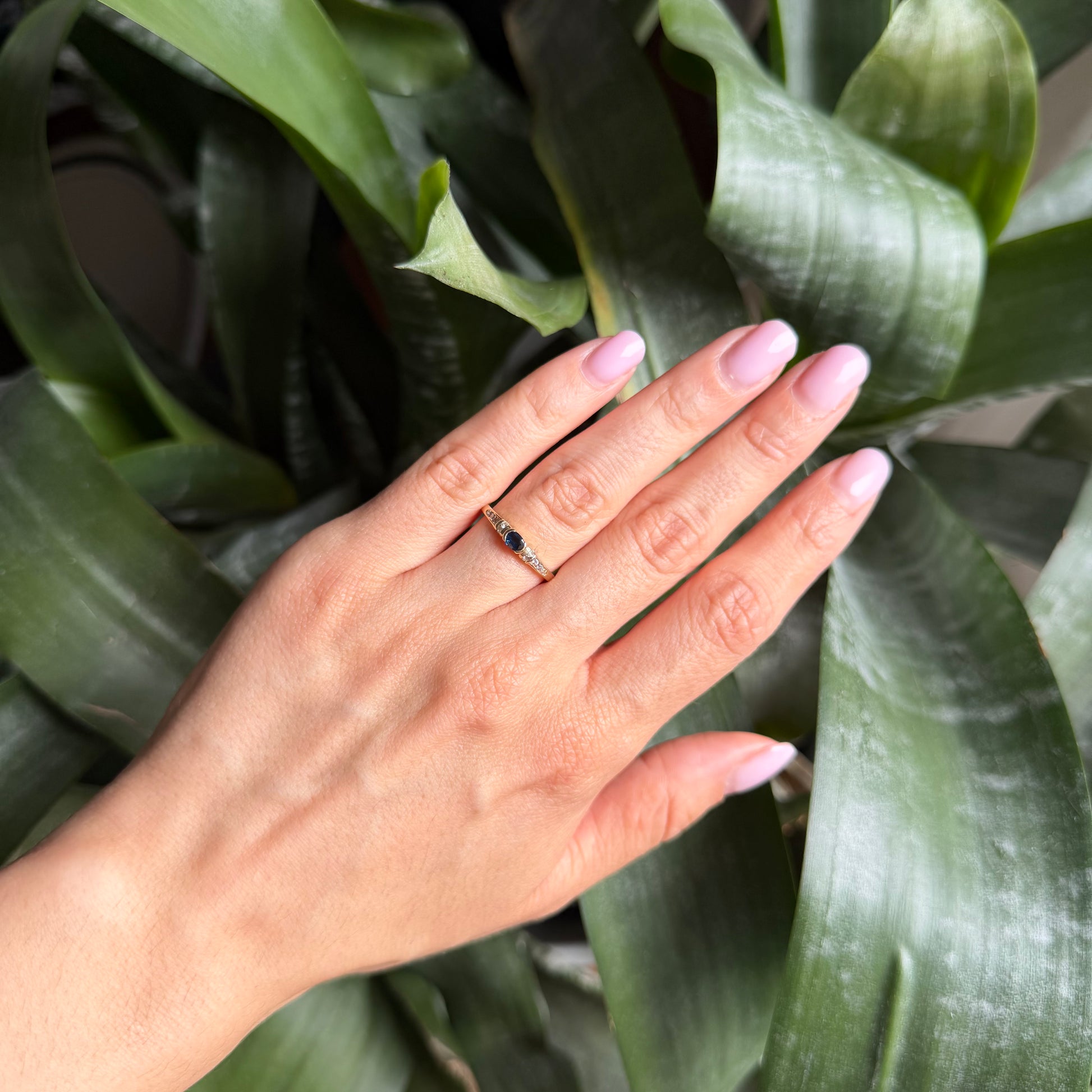 Bague Solitaire - Or Jaune 750 Saphir & Diamants