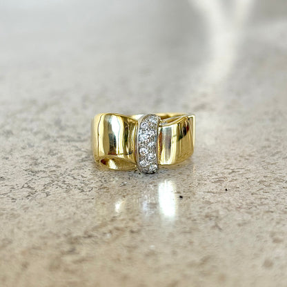 Bague Noeud Vintage - Or Jaune 750 & Diamants