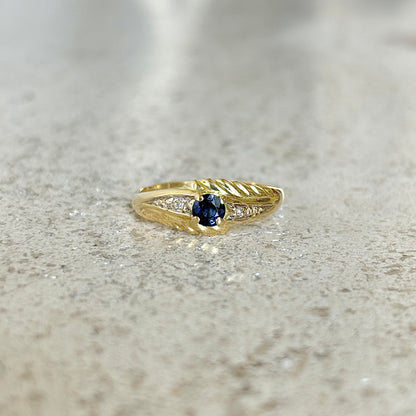 Bague Solitaire Vintage - Or Jaune 750 & Saphir