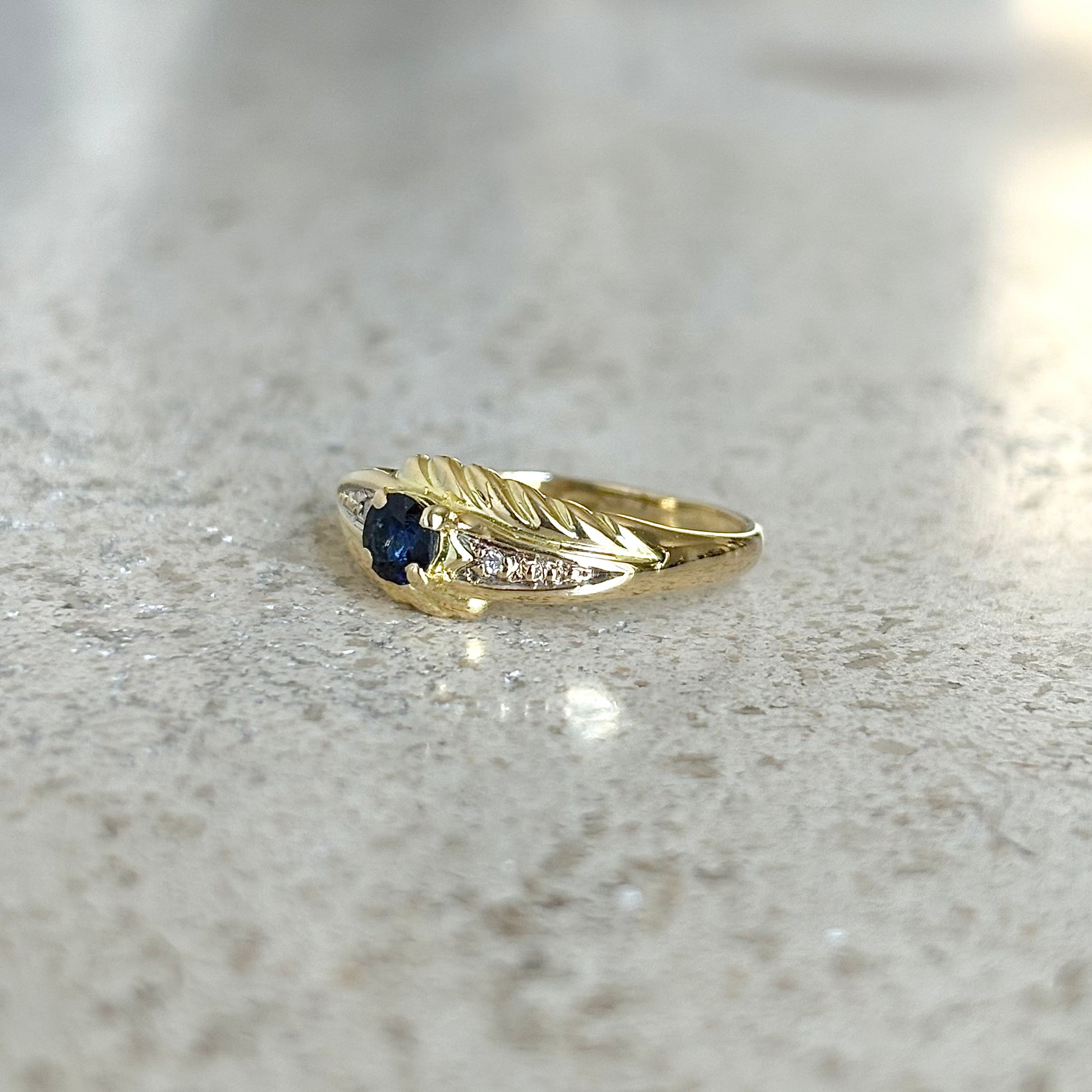 Bague Solitaire Vintage - Or Jaune 750 & Saphir