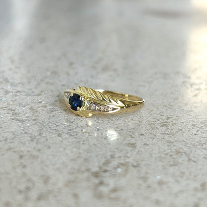 Bague Solitaire Vintage - Or Jaune 750 & Saphir