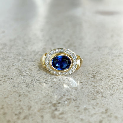 Bague Marguerite Vintage - Or Jaune 750 Saphir & Diamants